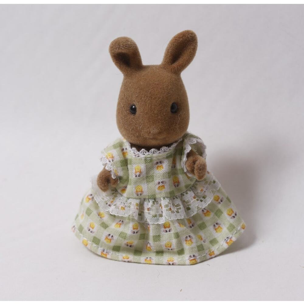 80s Sylvanian Families Dappledawn Sister Rabbit Flocked Figure ~ 260812-WH 1238